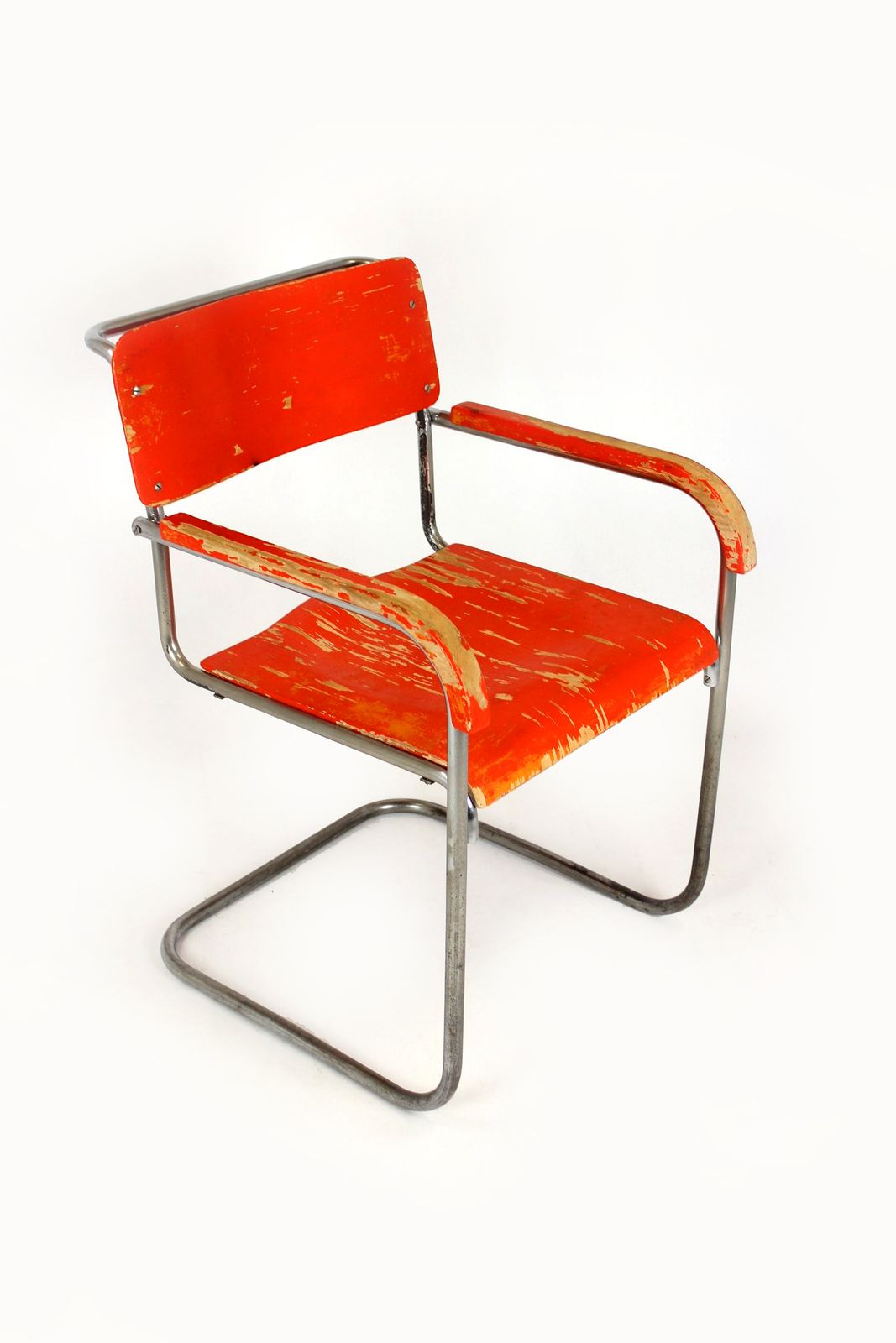 Bauhaus B 34 Cantilever Chair In Plywood & Chrome By Marcel Breuer For Thonet, 1930s photo 1580.0