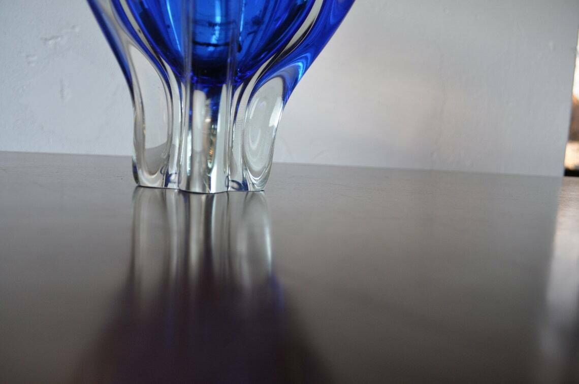 Vintage Blue Glass Vase, 1950s From photo Home Decor