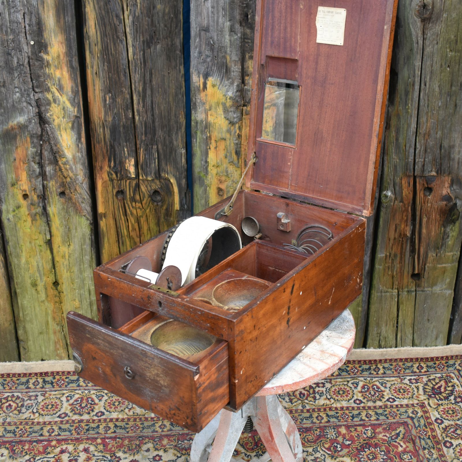 Antique Mahogany Haberdashery Outfitters Shop Display Cash Register Till Prop photo 295.0