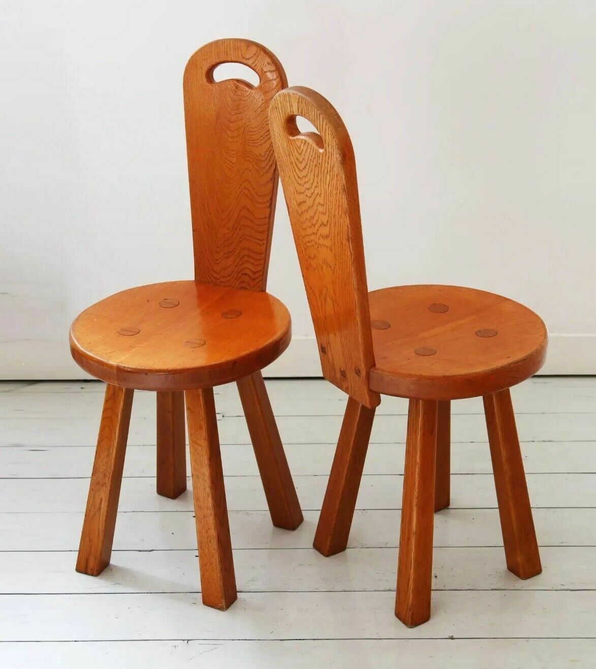 Set Of 4 Mid Century Brutalist Wood Chairs photo furniture
