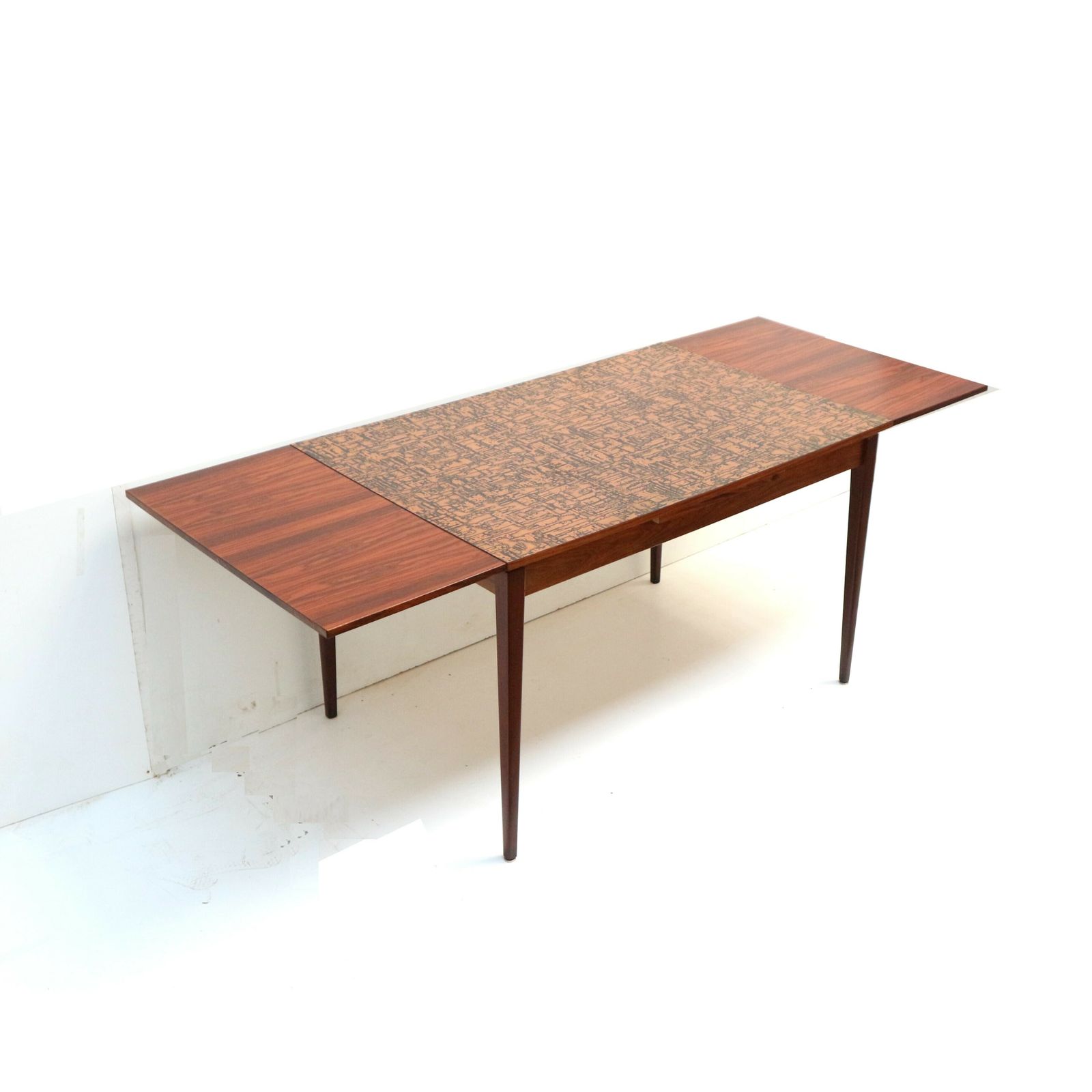 Unique Vintage Brutalist Extendable Dining Table With Copper Top