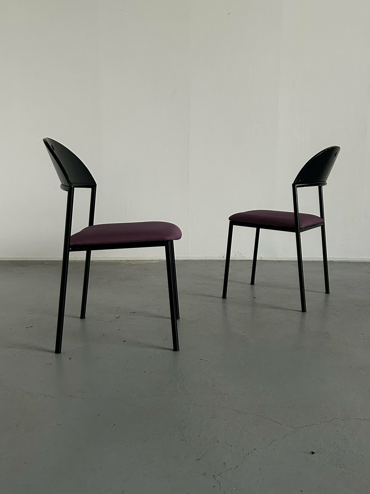 Pair Of Postmodern 'Thesis' Visitor Armchairs Or Dining Chairs By Wiesner Hager, 1990s Austria / Pop Art Memphis Style, Striped Upholstery photo 279.0