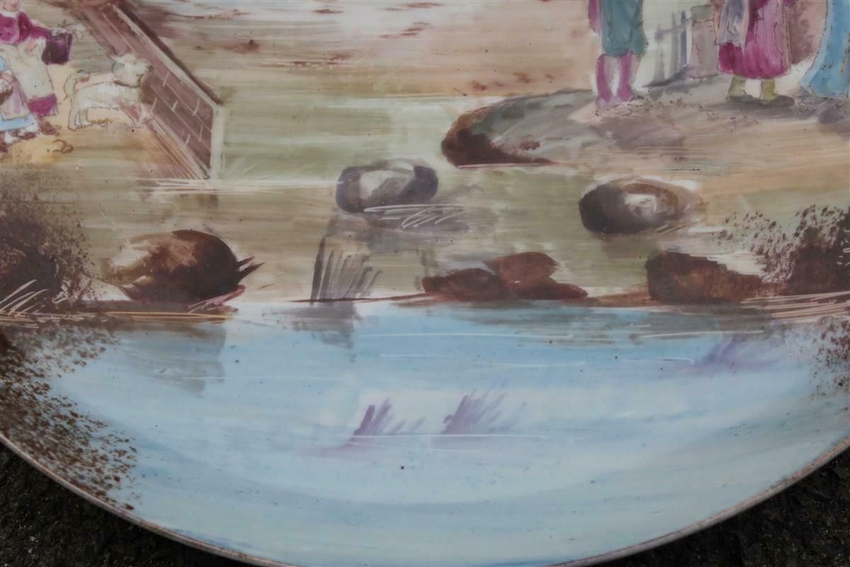 Plate Decorated And Hand Painted 1930 With Children And Porcelain Countryside photo 785.0