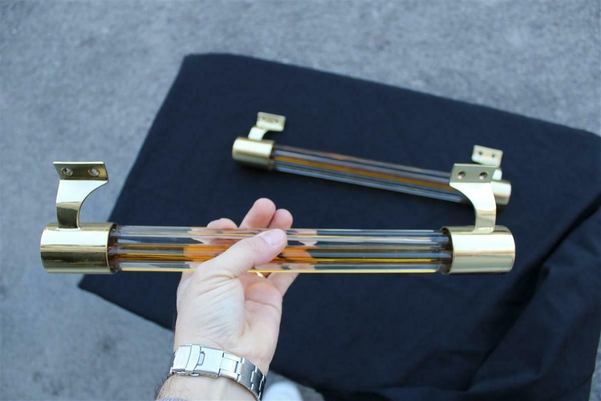 photo furniture Pair Of Large Venini Torcello Murano Glass And Brass Handles From The 1940s In Orange