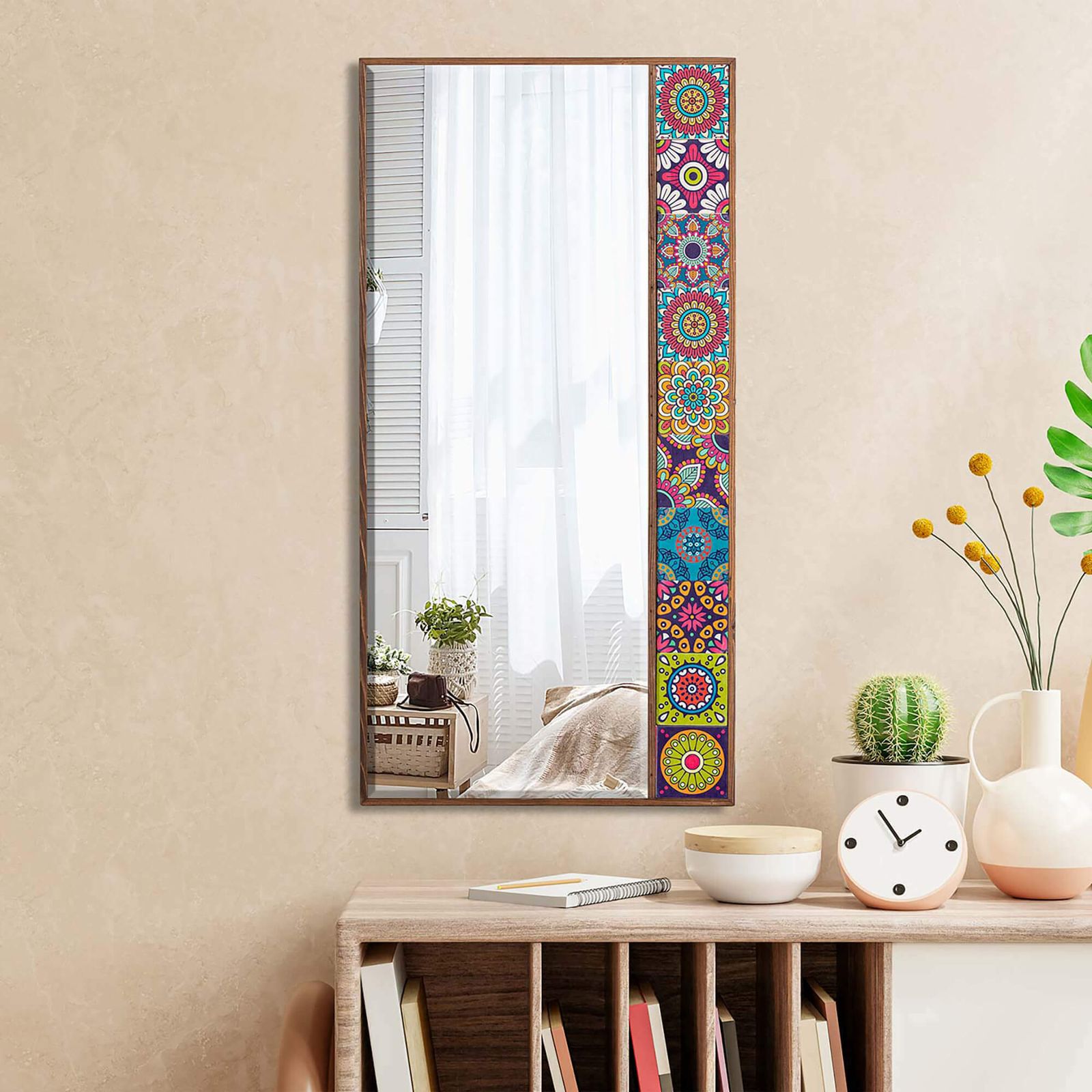 Rueben Handmade Wood And Stone Decorative Wall Mirror