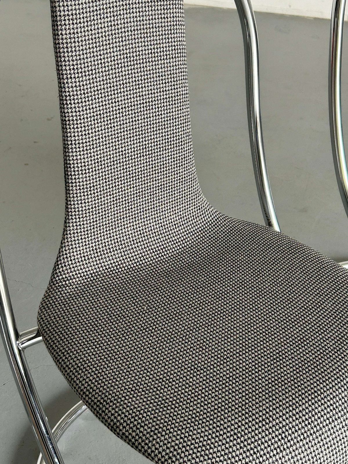 1 Of 3 Italian Space Age Chromed Tubular Steel Cantilever Chairs In Style Of Willy Rizzo For Cidue, 1980s Italy photo buy