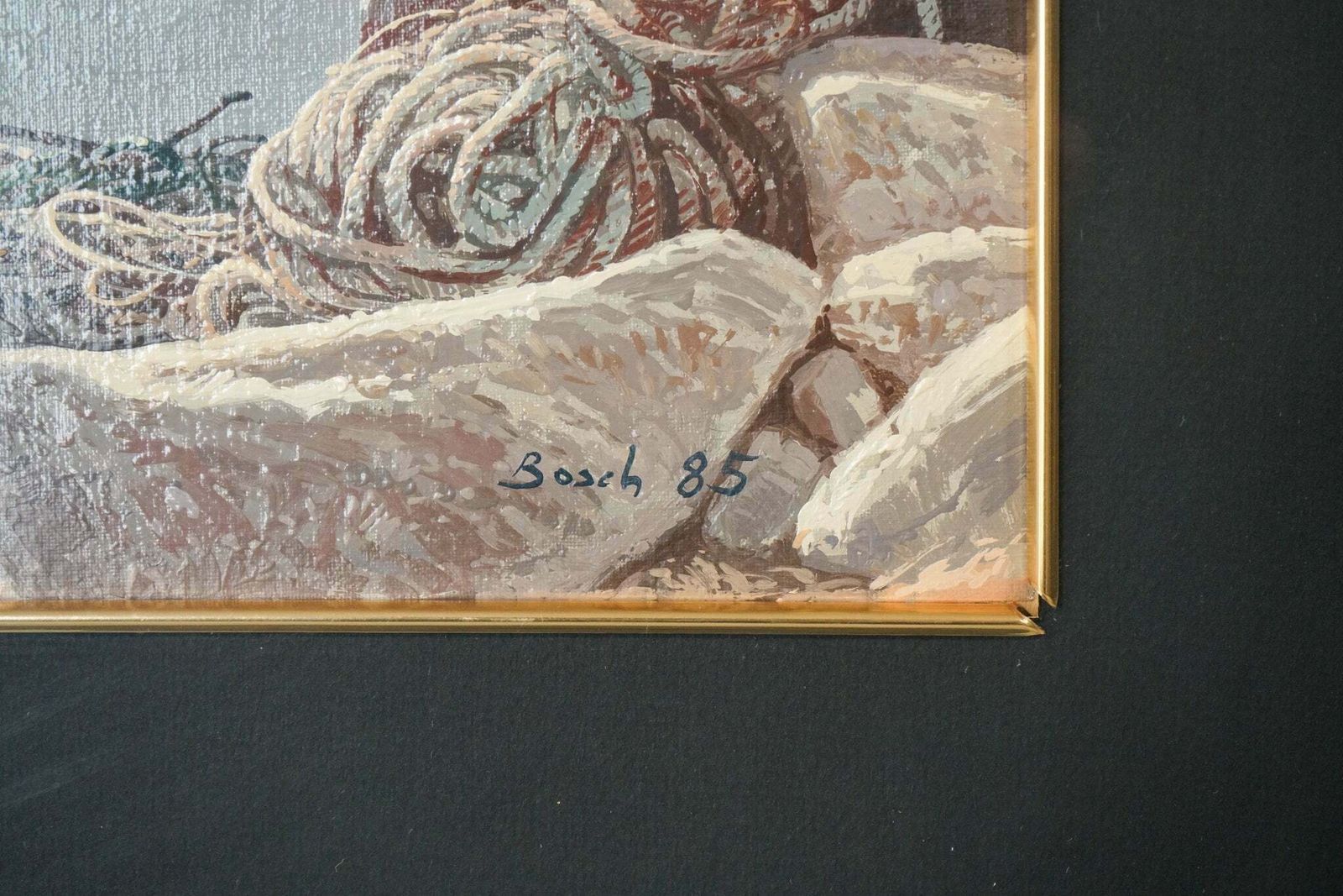 photo furniture Twee Ingelijste Studies Van Vissersbootjes – Gesigneerd Bosch