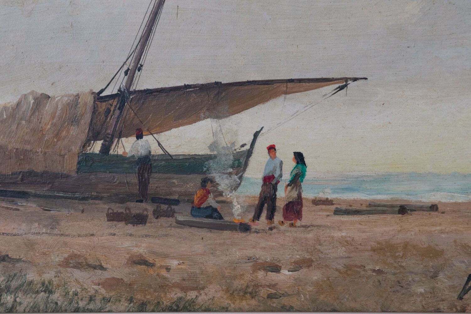 Mediterranean Fishing Boat Beach Scene photo for sale