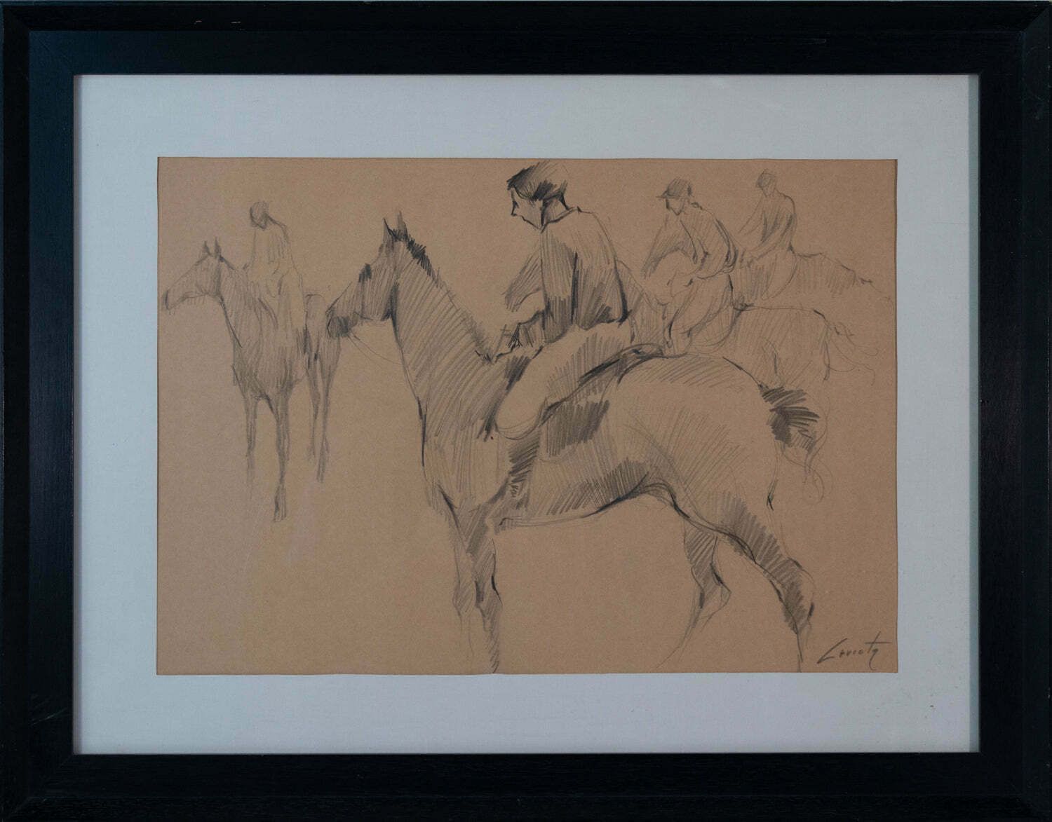 Gesigneerde Tekening Van Hoge Kwaliteit – Op De Renbaan photo furniture