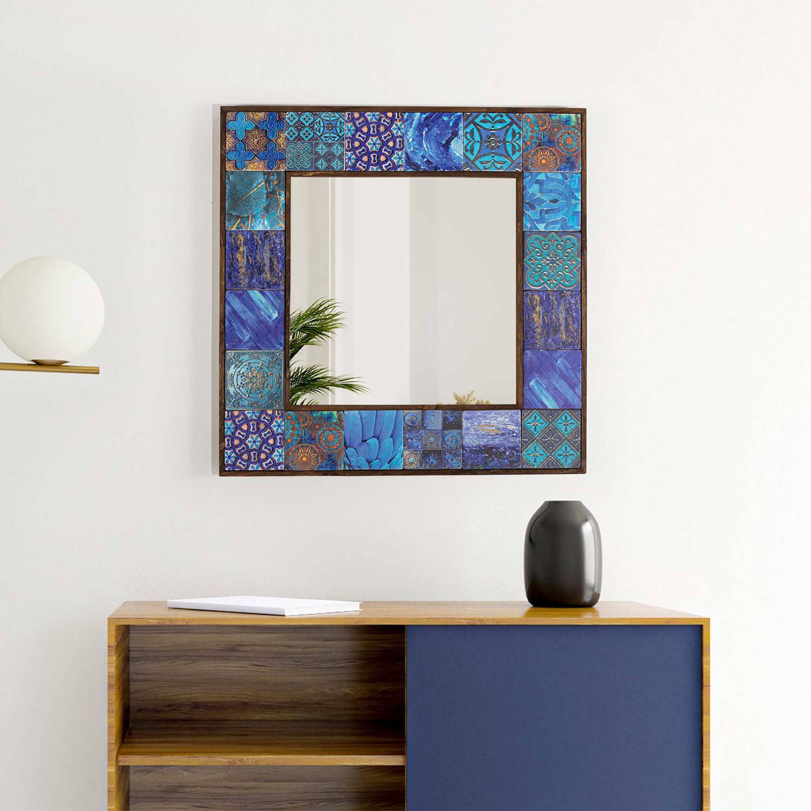 Kiersten Handmade Natural Wood Framed Wall Hanging Mirror photo furniture