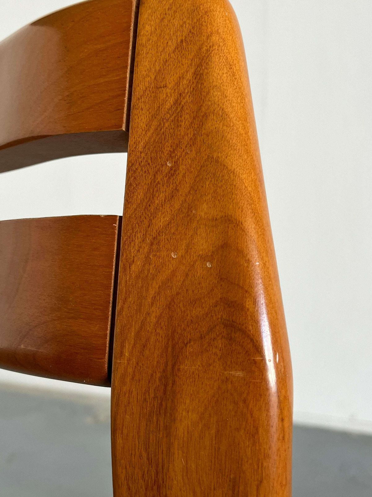 photo for sale Pair Of Elegant Italian Mid Century Modern Lacquered Wood Dining Chairs, 1960s