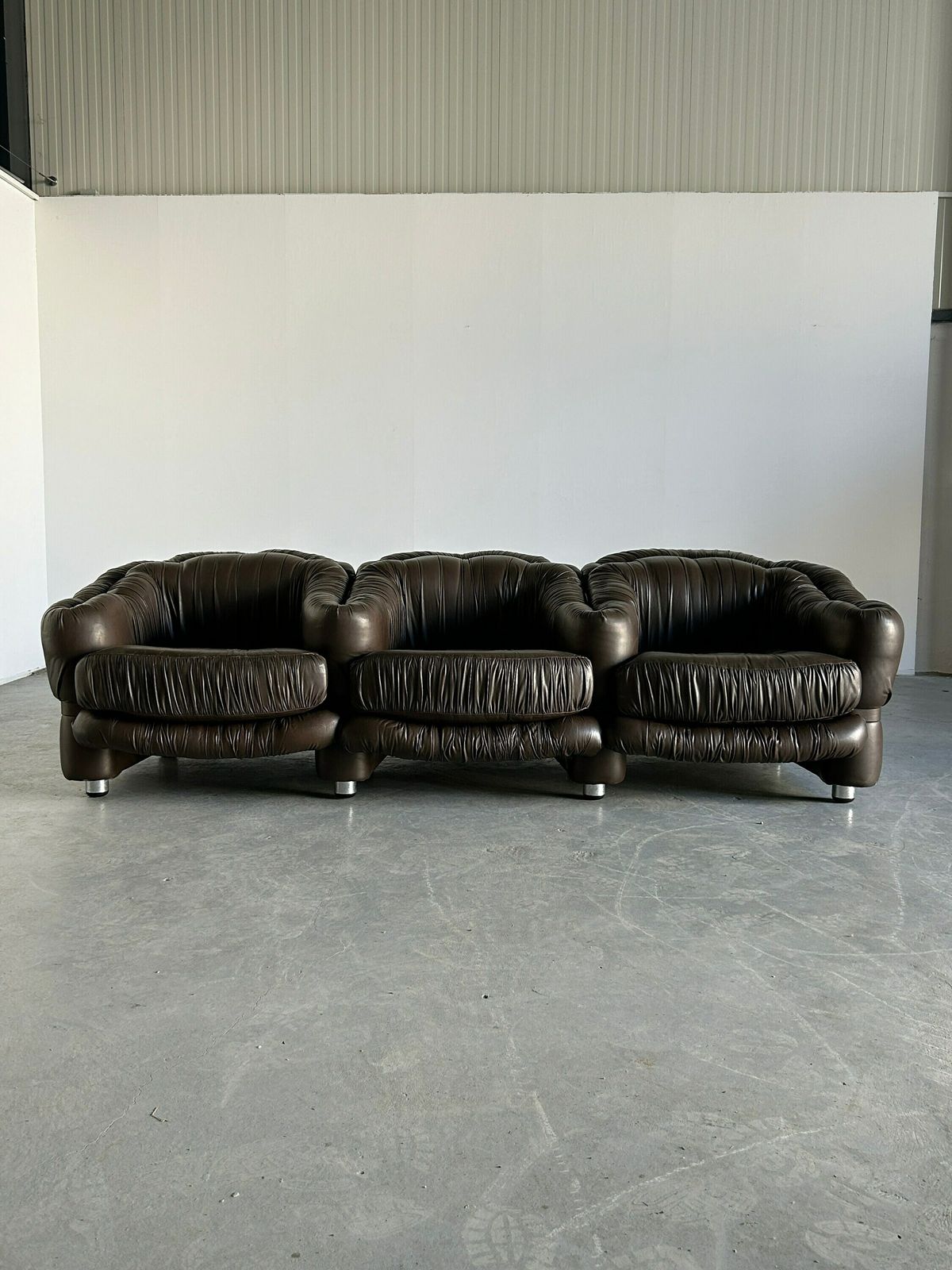 Vintage Three Seater Sofa In Dark Brown Leather By Axel Di Pietrobon, 1970s Italy photo furniture