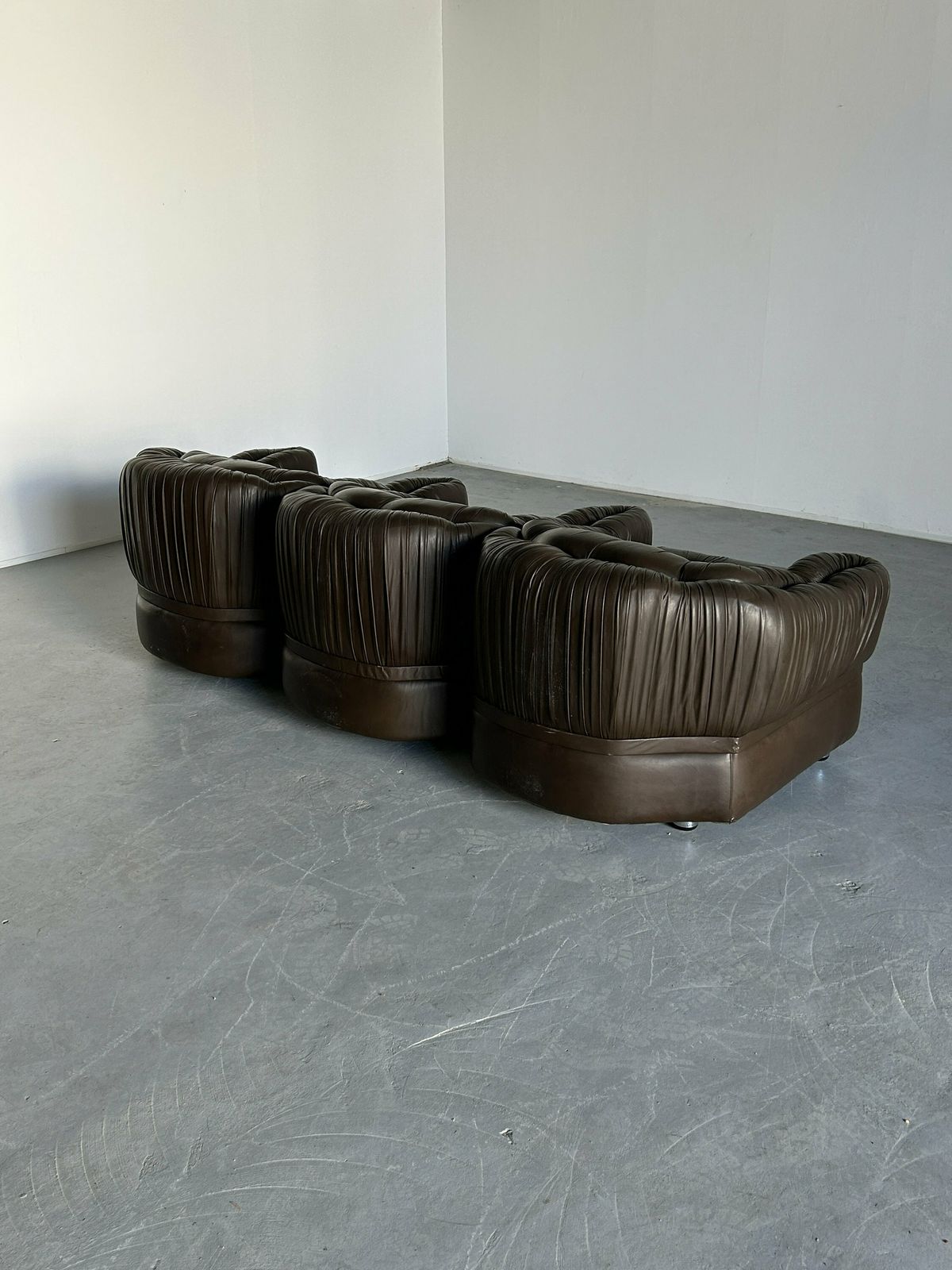 Vintage Three Seater Sofa In Dark Brown Leather By Axel Di Pietrobon, 1970s Italy photo for sale