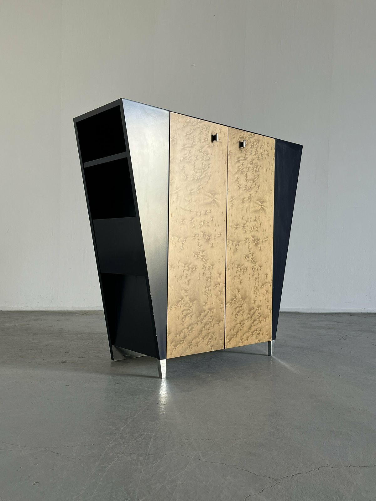 Postmodern Memphis Design Storage Cabinet In Wood And Burlwood Veneer By Schönbuch , 1980s Germany photo furniture