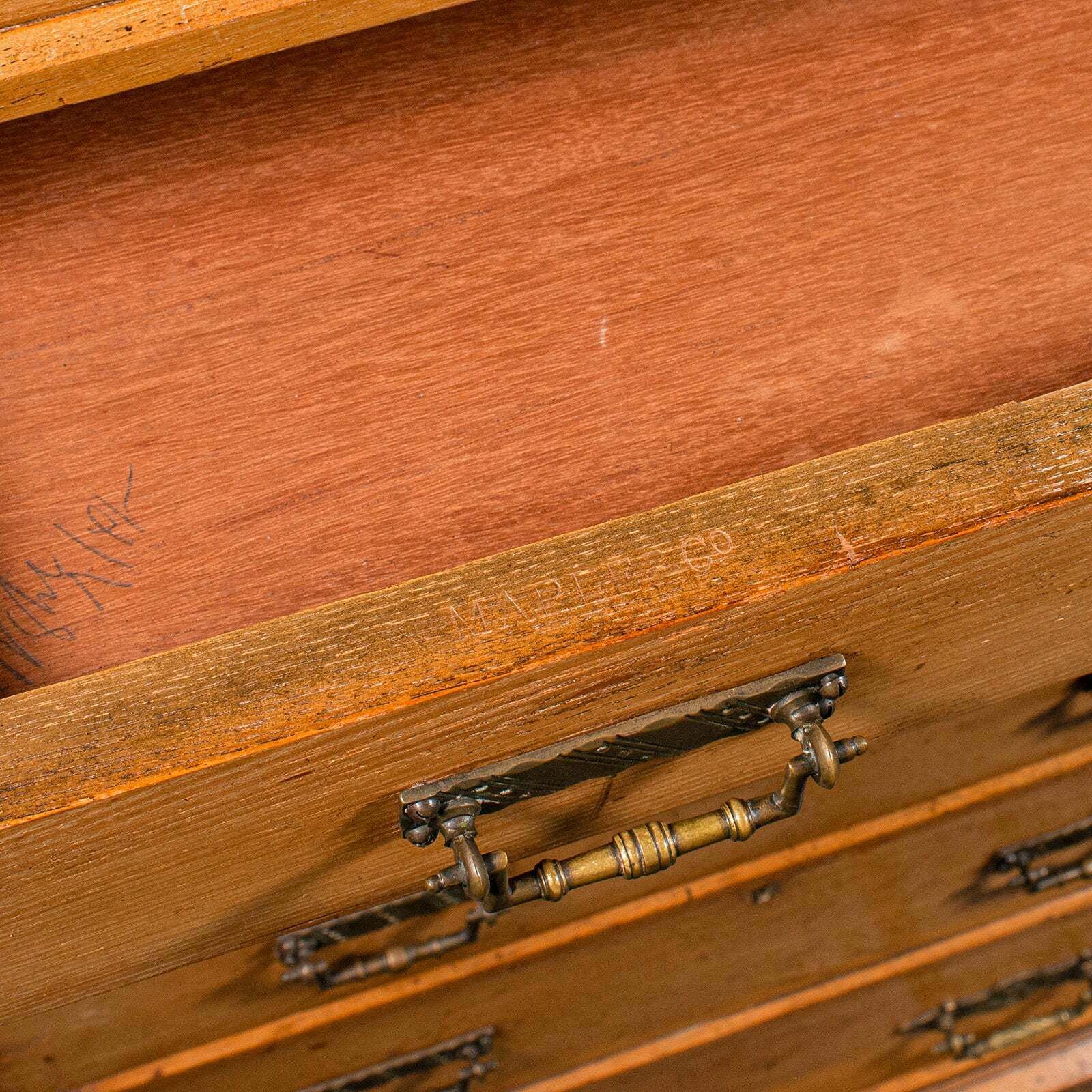 Furniture Antique Banker's Chest Of Drawers, English, Oak, Tallboy, Maple & Co, Victorian photo