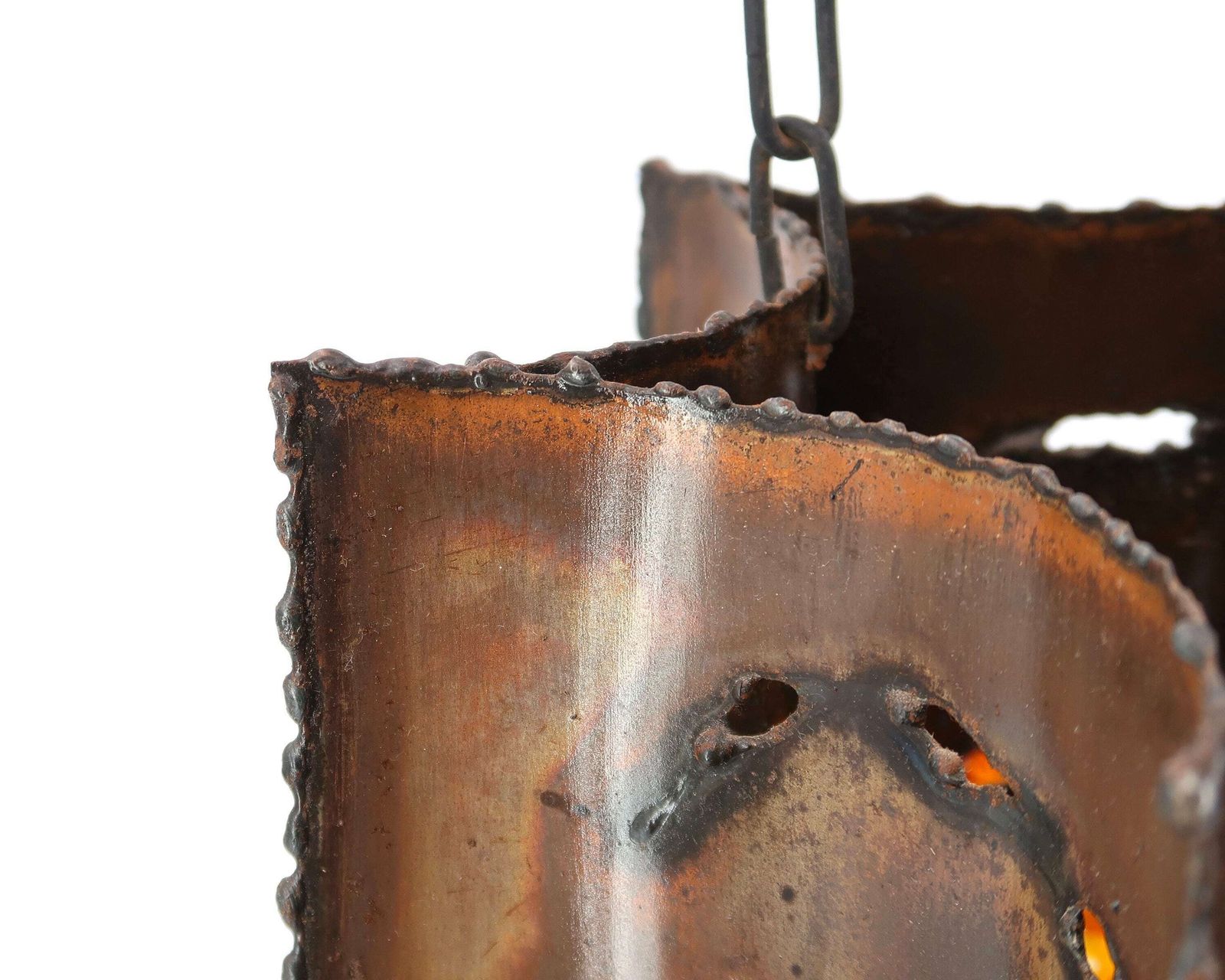 Franse Koperen Hanglamp Met Hars Van Accolay, Ca. Jaren 1960 / Hanglamp, Brutalist Verlichting, Frans Design photo Verlichting