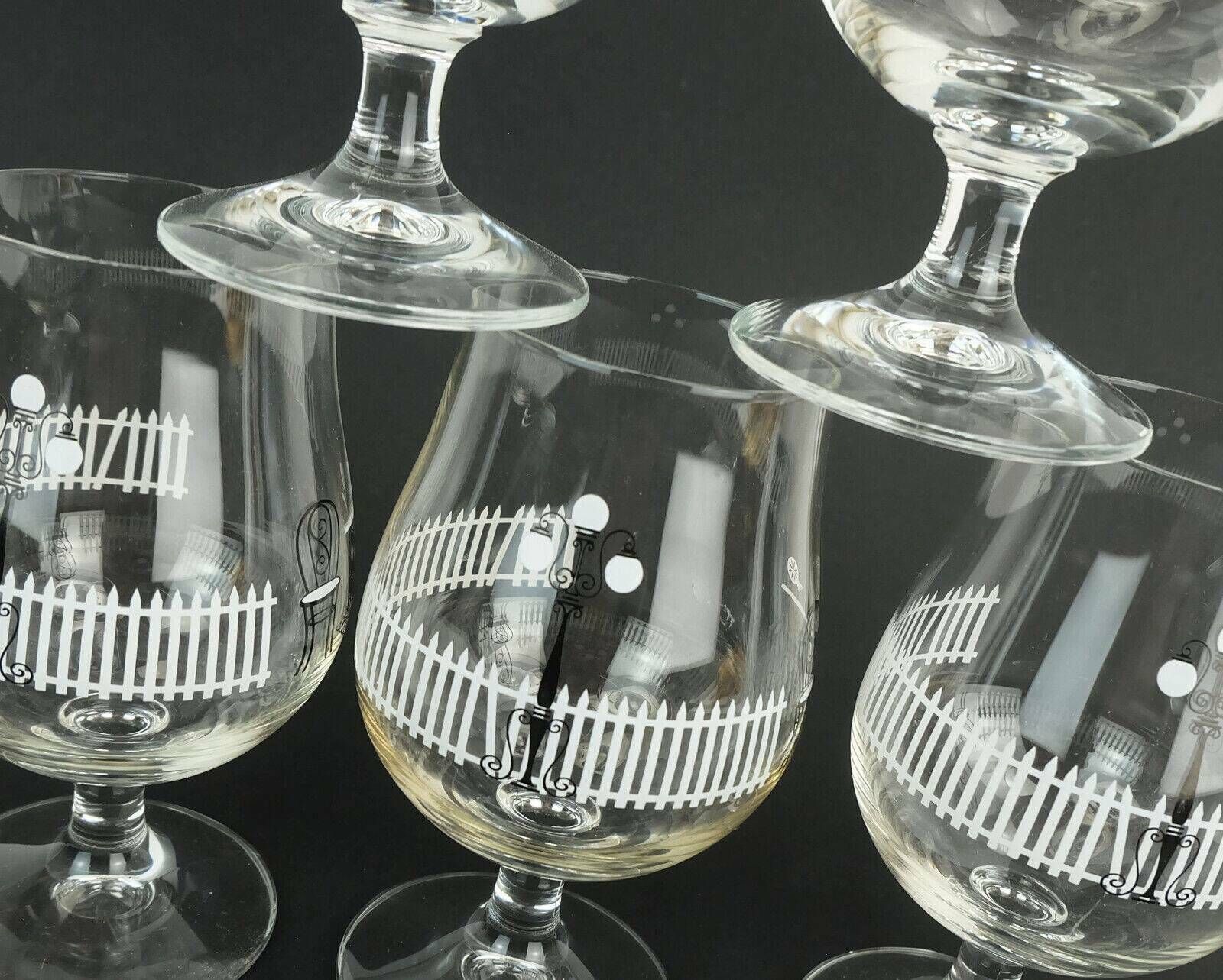 Set Of 6 Mid Century Cocktail Glasses With Beautiful Decor 1950s 1960s Glasses photo vinterior