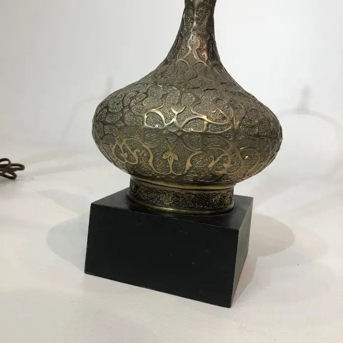 Lighting Pair Of Brass Oriental Style Table Lamps Mid Century 1960s Hollywood photo