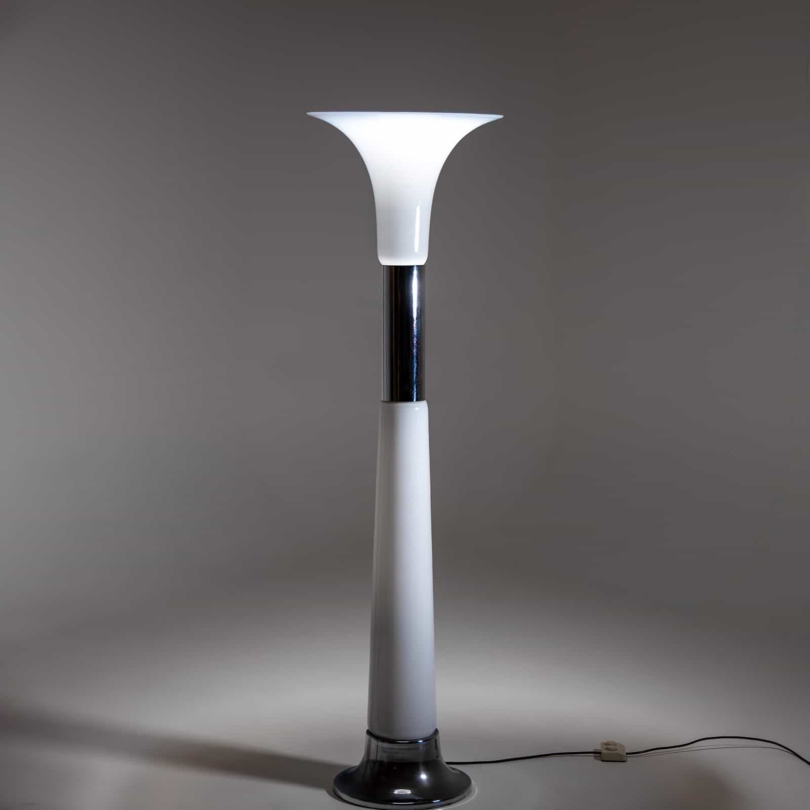 White Floor Lamp, Attr. Carlo Nason, Italy 1970s