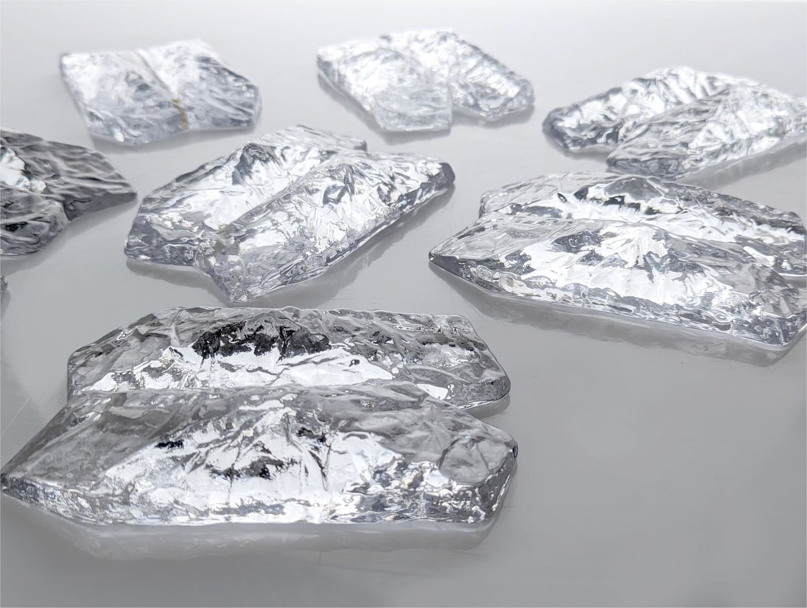 Set Of Eight Crystals Ice Glass Kalmar Franken 1960s