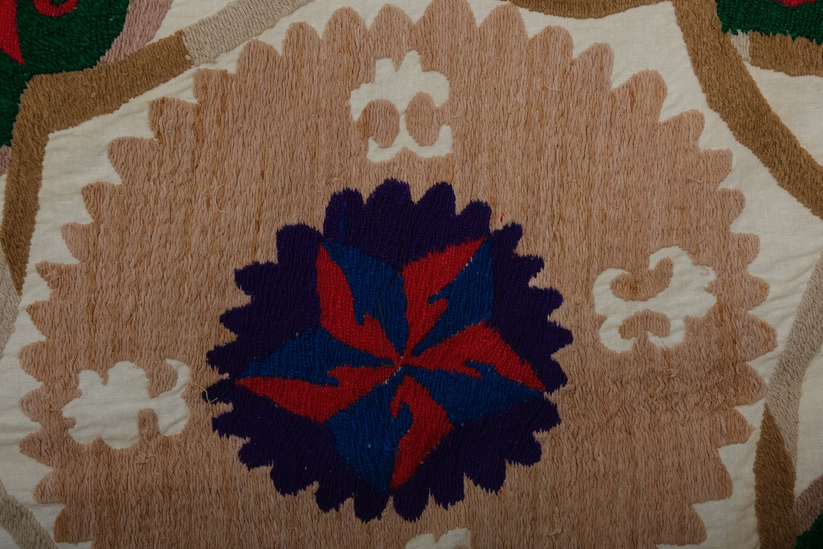 Suzani Ethnic Uzbek Cloth   Tribal Embroidery Wall Decor, Boho Bedspread 120 X 120 photo vinterior