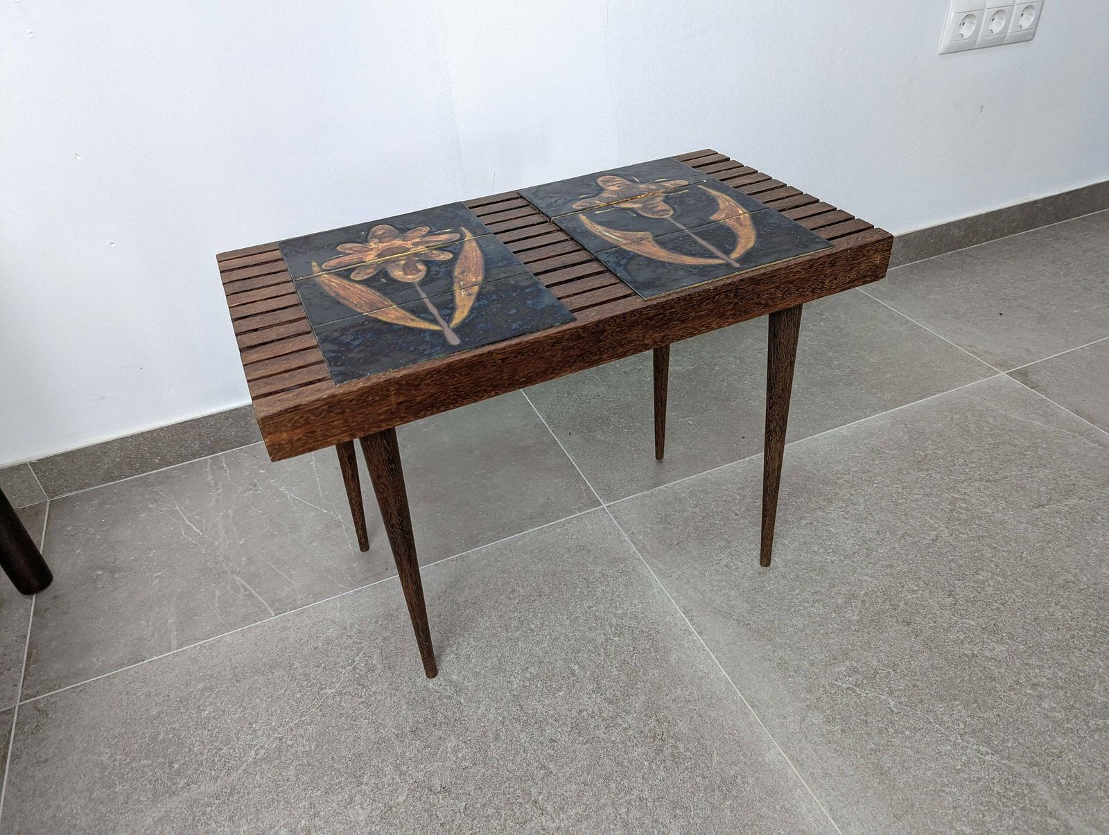 Mel Smilow Style Danish Table With Ceramics, 1960s photo for sale