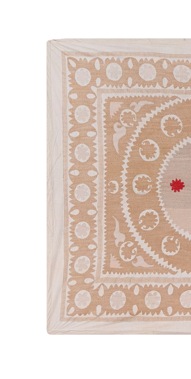 Suzani Wall Hanging Decor   Pastel Suzani Table Cloth   Uzbek Embroidery Neutral Textile, Neutral Boho Bedspread 128 X 140 photo furniture