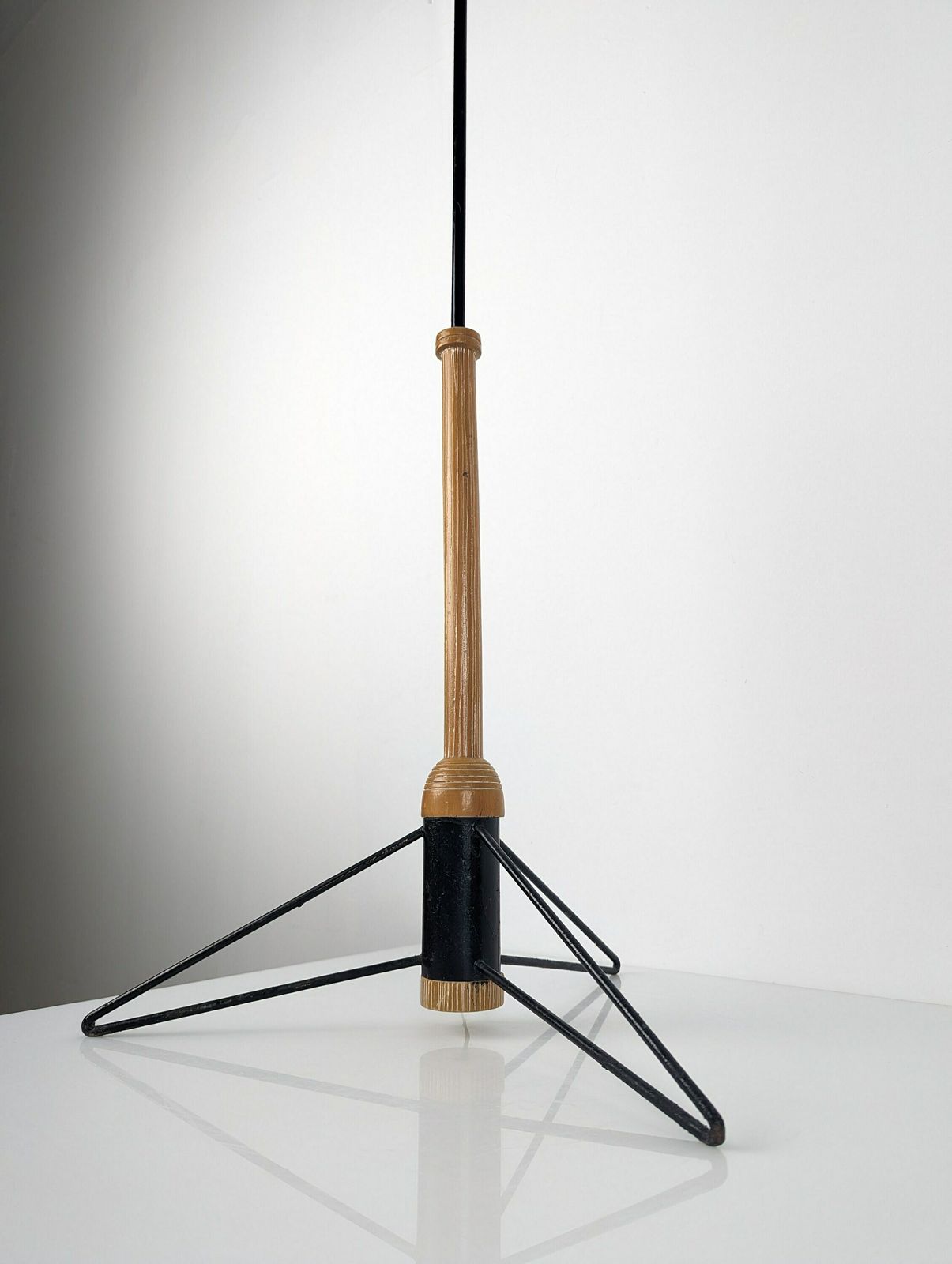 Mid Century Tripod Floor Lamp In Iron And Wood, 1950s photo furniture