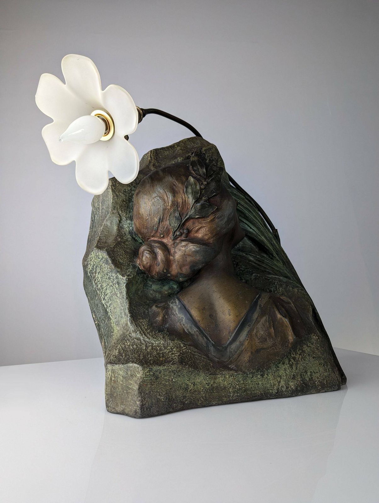 photo for sale Art Nouveau Sculpture Lamp By Julien Causse 1900s