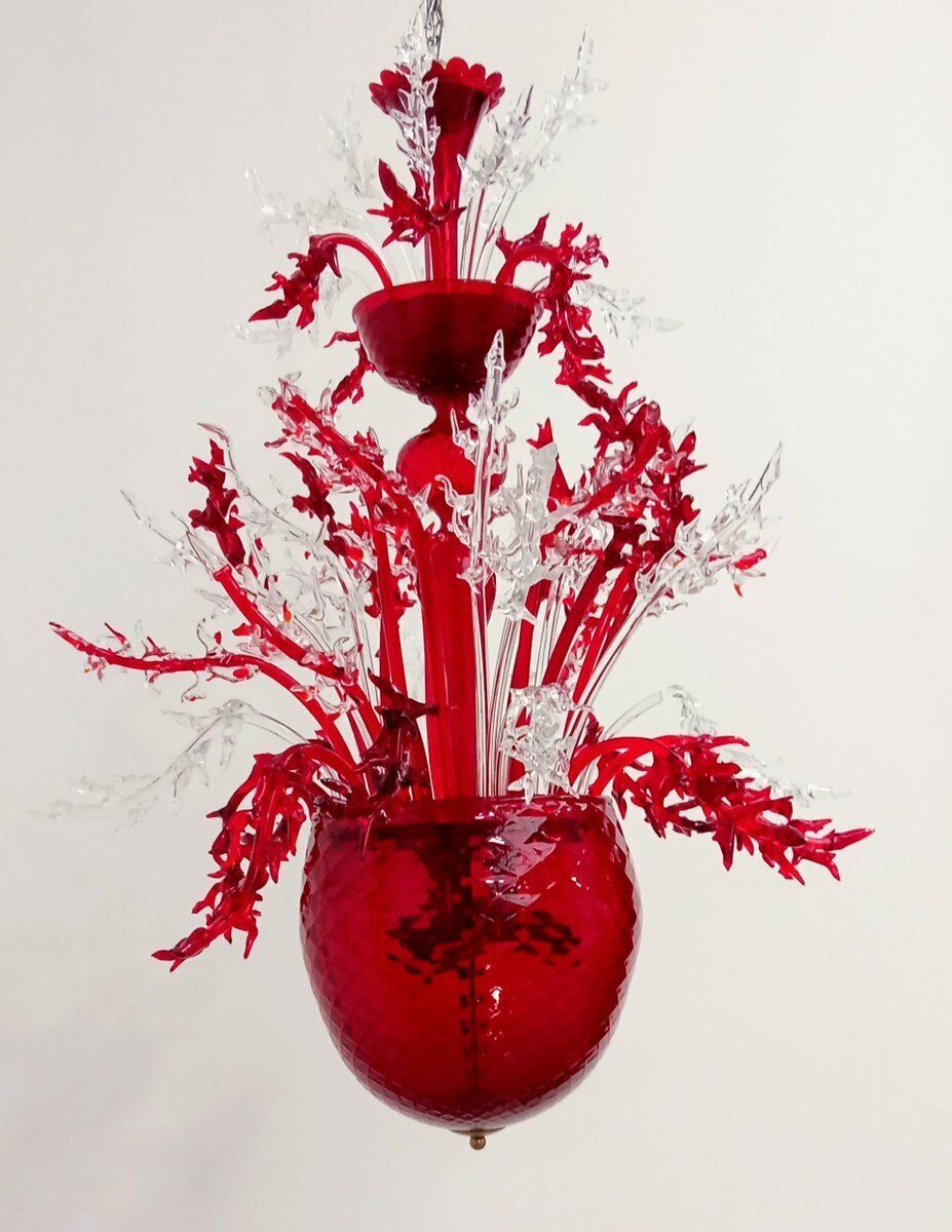 Red Murano Glass Chandelier, 1990s photo Lighting