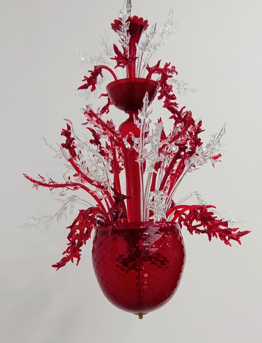 Red Murano Glass Chandelier, 1990s photo vinterior