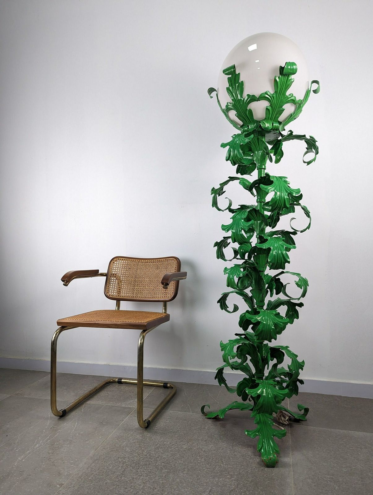 Large Acanthus Leaf Metal Floor Lamp 1950s