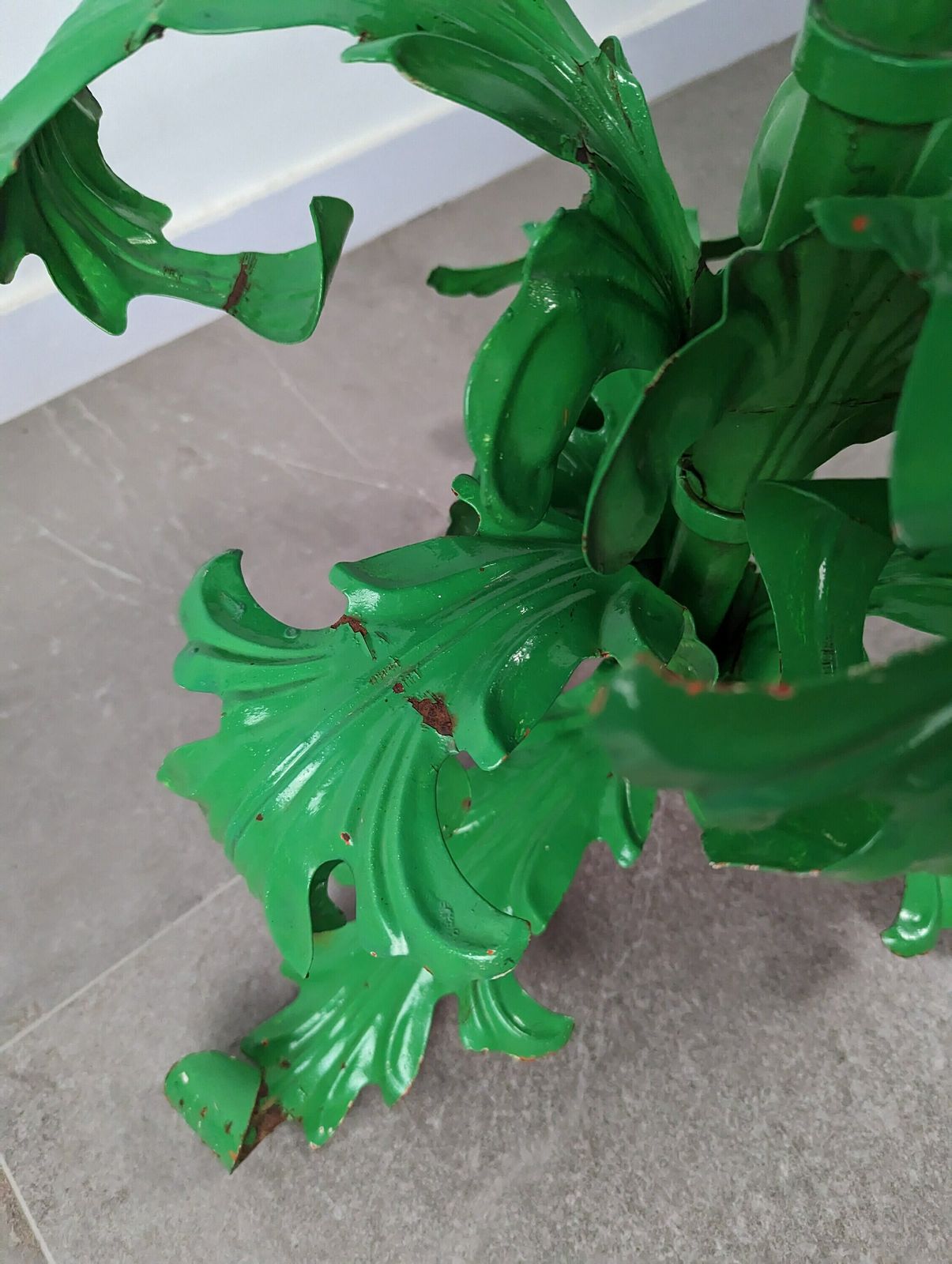 photo for sale Large Acanthus Leaf Metal Floor Lamp 1950s
