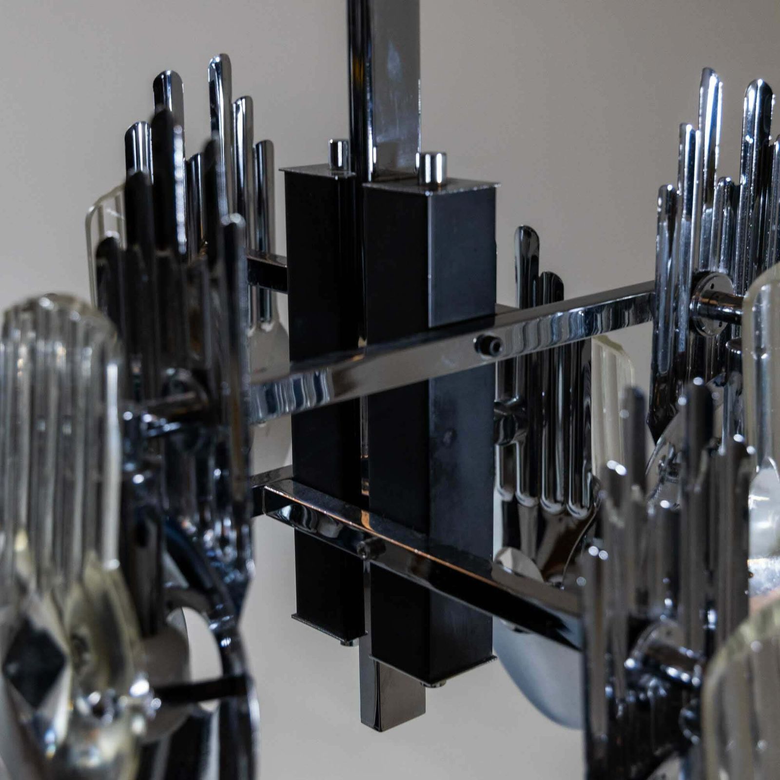 Chrome Chandelier By Oscar Torlasco, Italy 1960s photo for sale