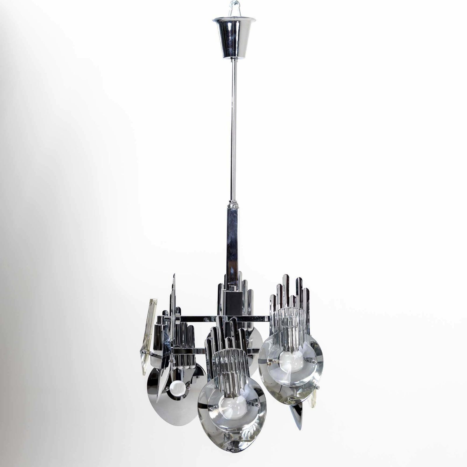 Chrome Chandelier By Oscar Torlasco, Italy 1960s photo Lighting
