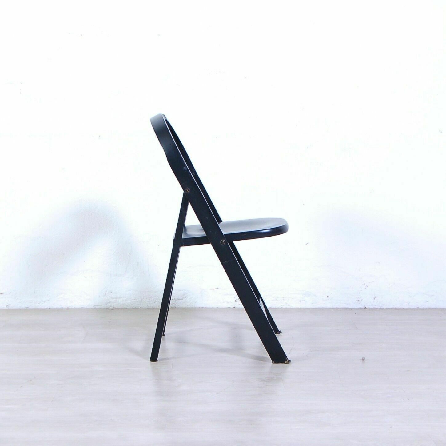 Vintage Folding Chair, Made In Italy Brand, 1960s Design, Black Lacquered Wood photo Furniture