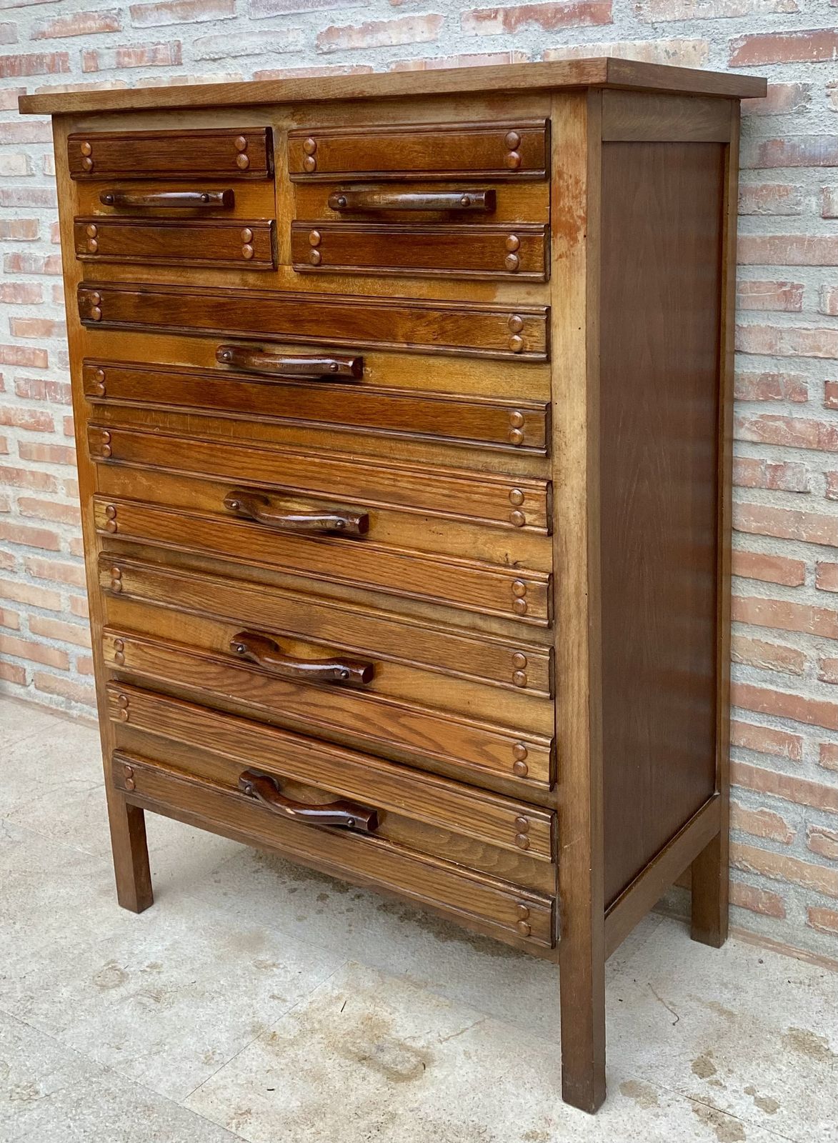 Toscaanse Sifonier Met Zes Lades, Spaans, Gesneden Grenenhout, 20e Eeuw photo furniture