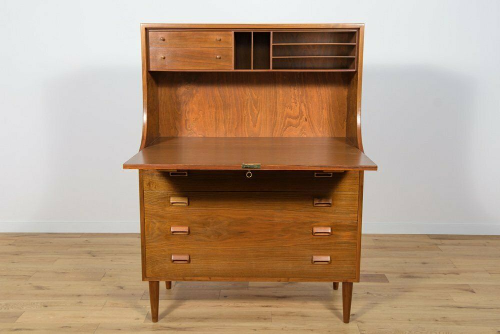 photo vintage Mid Century Danish Walnut Secretary By Borge Mogensen For Soborg Mobler, 1960s