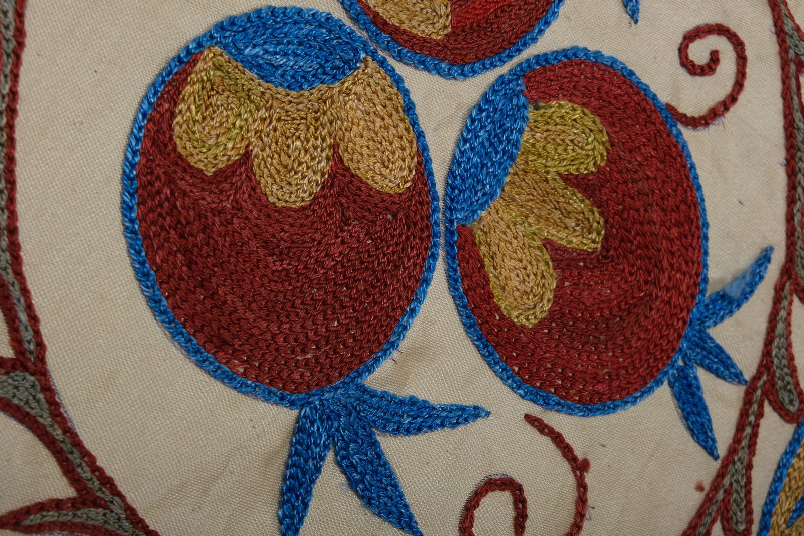 Handmade Bird Pictorial Suzani Table Runner, Embroidery Uzbek Cotton Tribal 54 X 187 photo Textiles