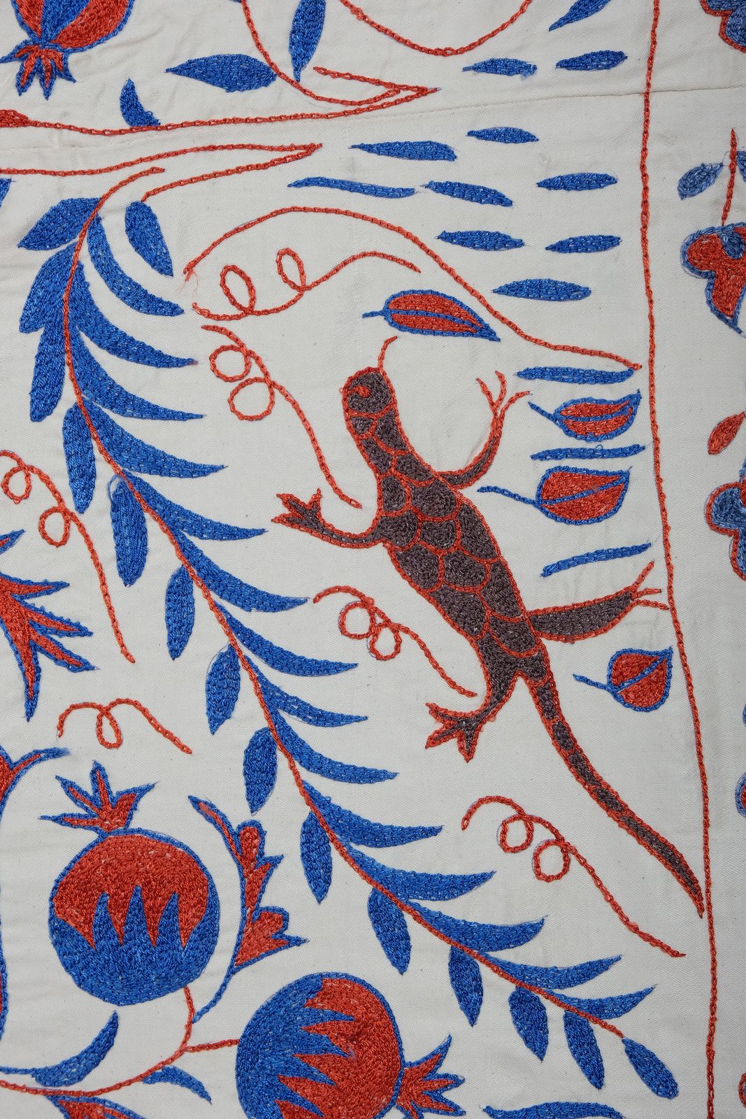 Vintage Folk Art Bird Pictorial Suzani From Uzbekistan, Uzbekistan Suzani Bedspread Wall Panel With Animal Motif 109 X 186 photo buy