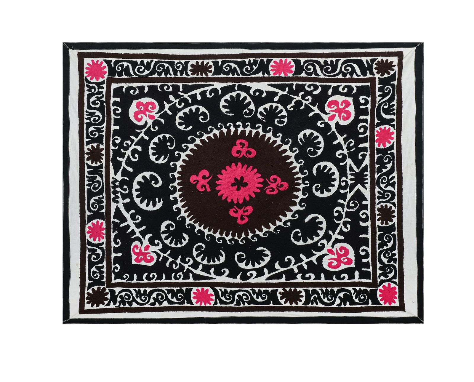 Suzani , Black Suzani Wall Hanging Decor, Uzbek Textile Art From Samarkand 125 X 158