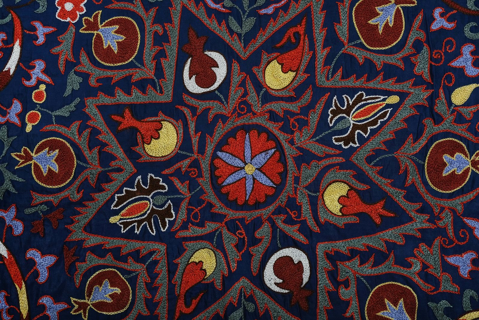 King Size Silk Suzani   Uzbek Embroidery Bedspread   Bukhara Purple Red Wall Hanging And   Bohemian Wall Decor Fabric 245 X 303 photo 1530.0