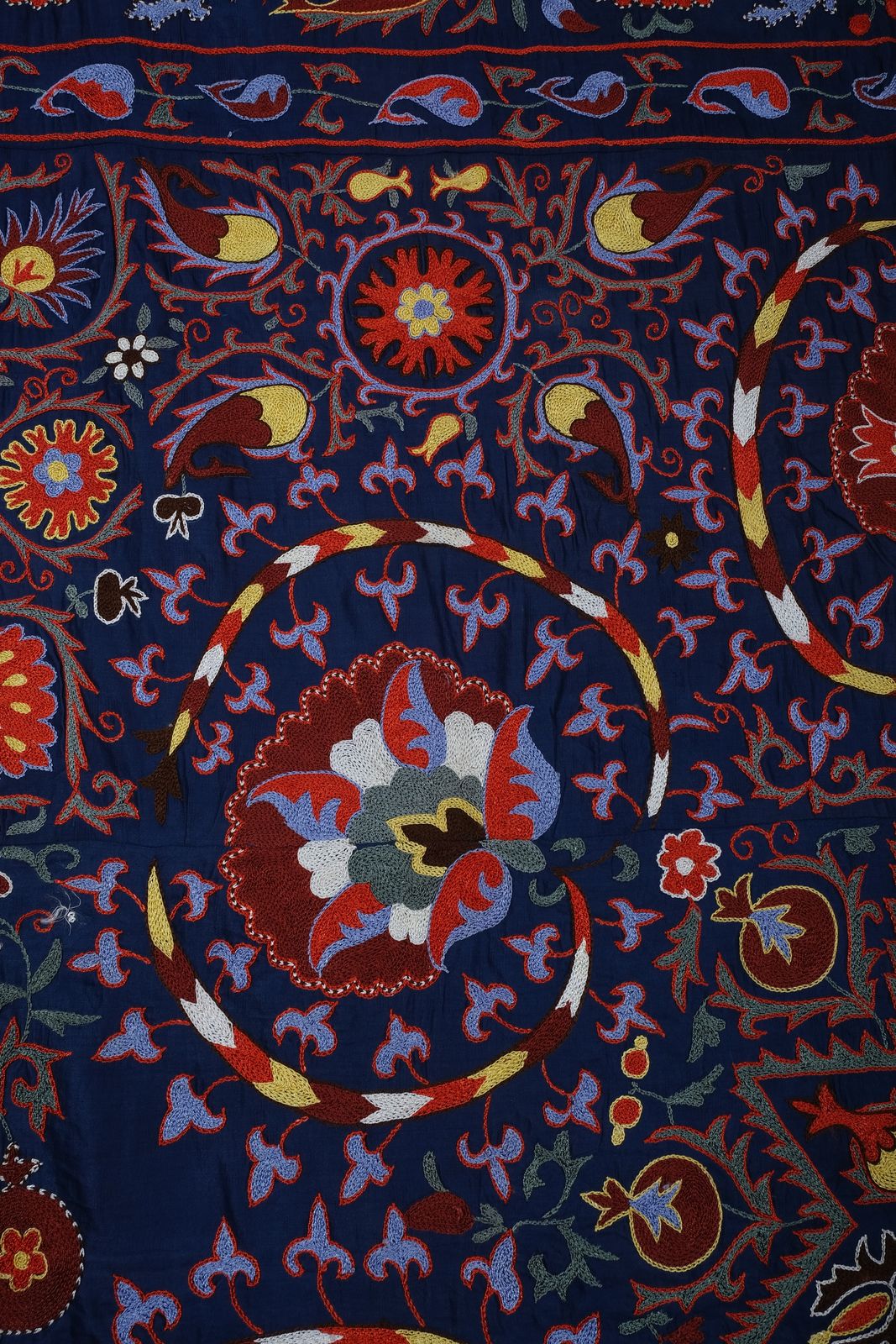 photo for sale King Size Silk Suzani   Uzbek Embroidery Bedspread   Bukhara Purple Red Wall Hanging And   Bohemian Wall Decor Fabric 245 X 303