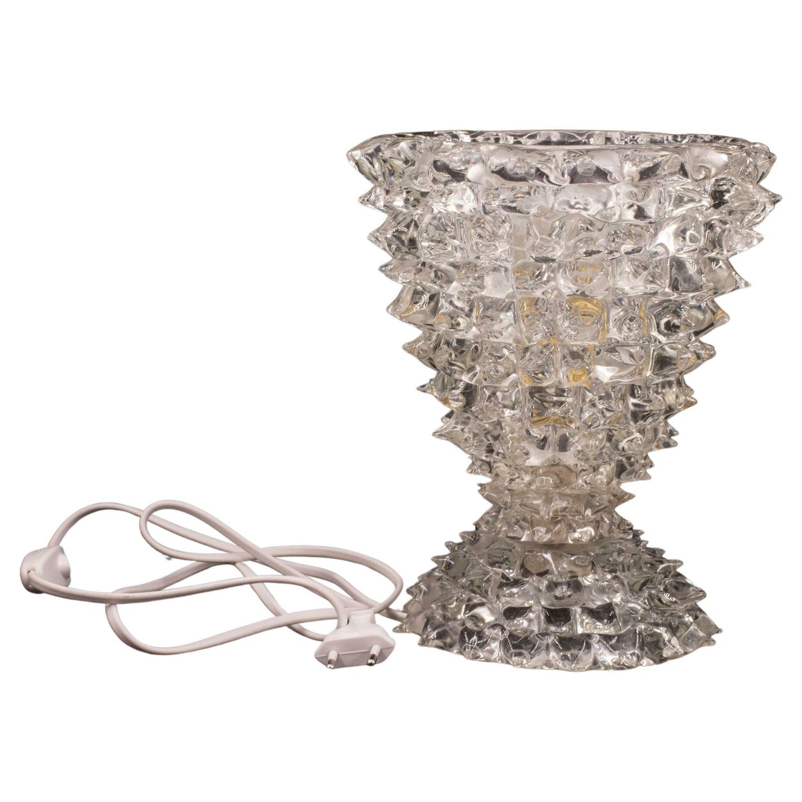 Amazing Table Lamp In Rostrato Murano Glass Vase For Barovier & Toso, 1940s