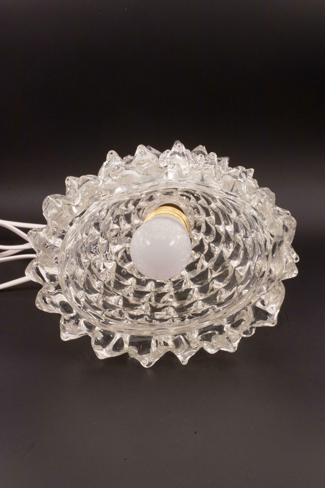 Amazing Table Lamp In Rostrato Murano Glass Vase For Barovier & Toso, 1940s photo vinterior