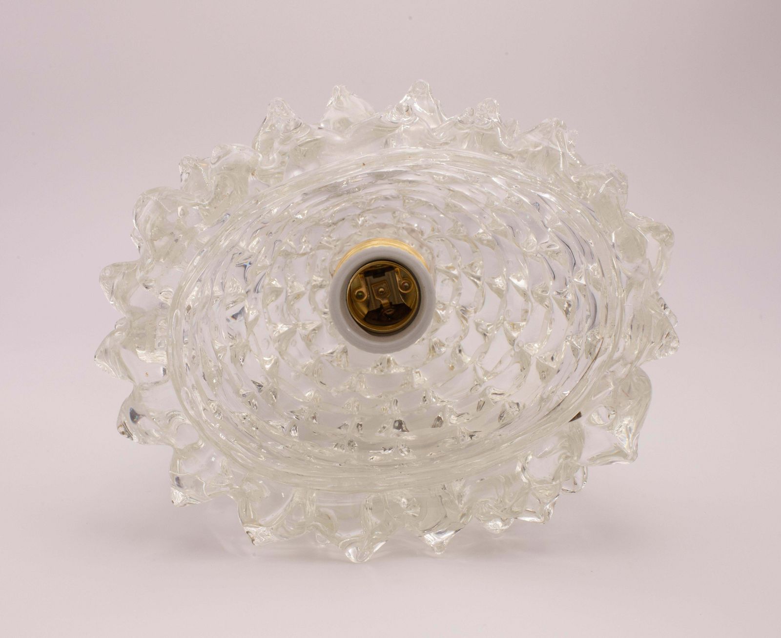 Lighting Amazing Table Lamp In Rostrato Murano Glass Vase For Barovier & Toso, 1940s photo