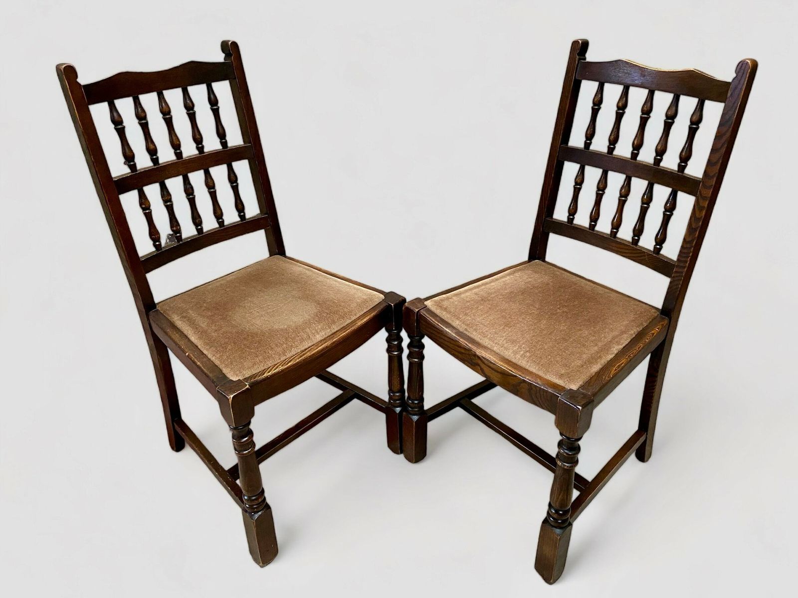 Vintage Oak Dining Chairs / Set Of 2 / Made In England 1970s / Free Delivery photo 200.0