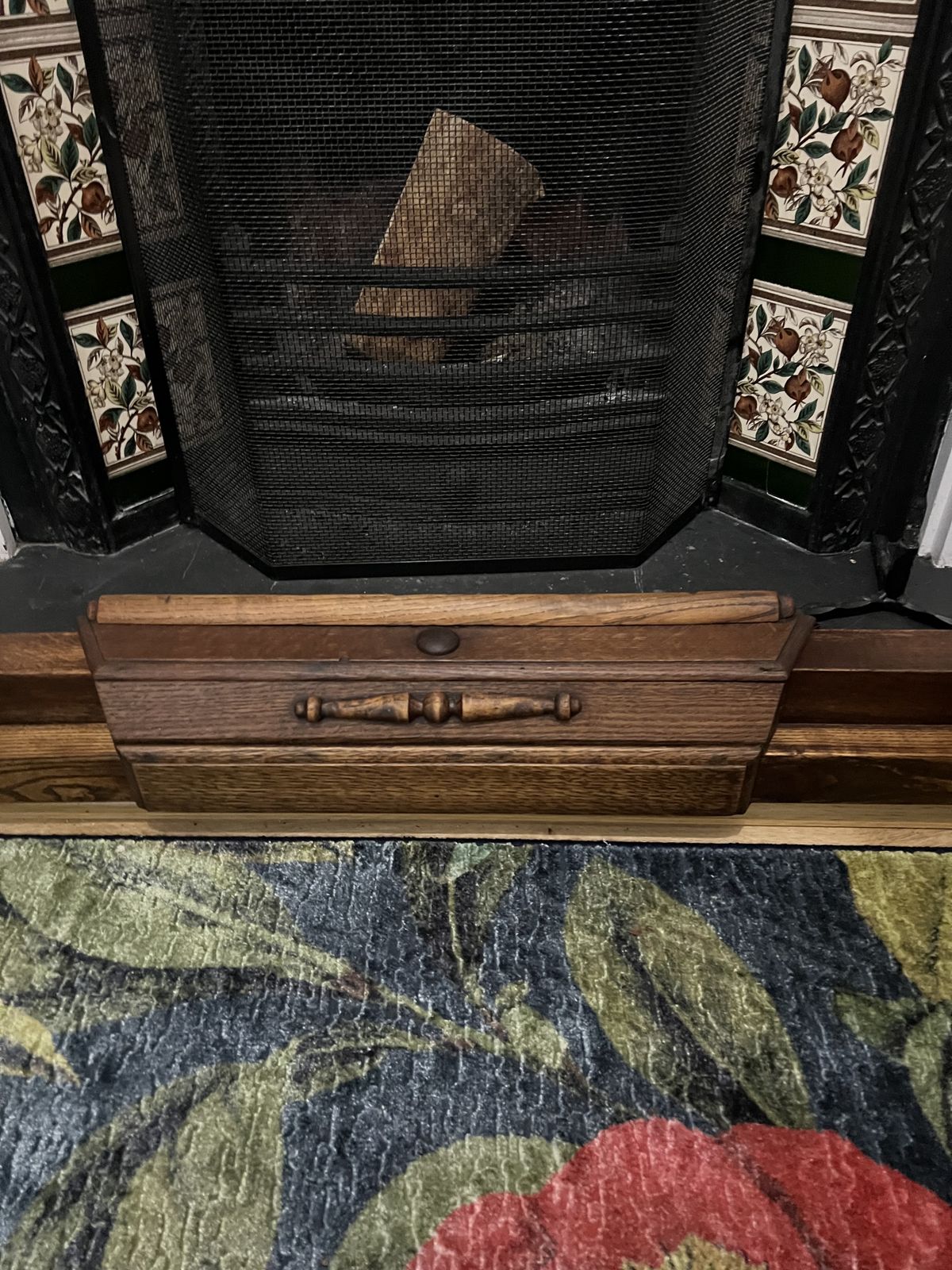 Oak Extendable Fireplace Fender With Brass Heat Shield photo furniture