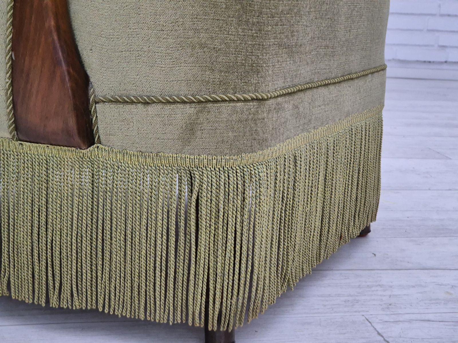 1960s, Scandinavian Design, Armchair In Original Condition, Furniture Velour, Beech Wood Legs. photo Furniture