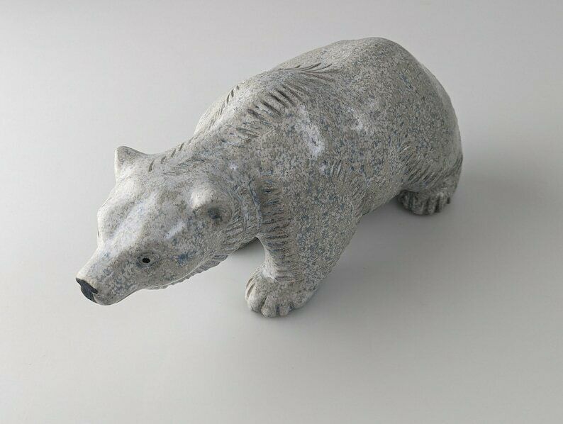 Polar Bear Sculpture By Oscar Hartung For Ego Stengods 1970 photo Garden Decor
